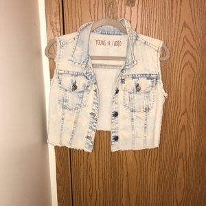 young & faded flag style jean vest